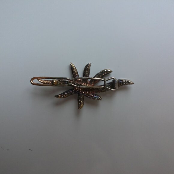 Floral Hair Clip, Gold/silver color, pink and white rhinestone, shiny crystals - Picture 7 of 7